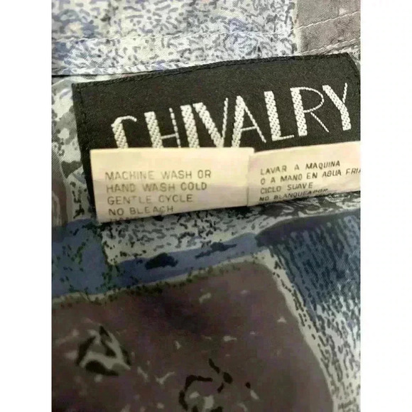 Vintage 80's Chivalry Silk Shirt Men's Size Large Abstract Long Sleeve Button Up - Picture 8 of 9